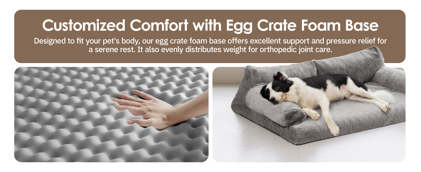 Ортопедичний лежак для собак MeWoofun, середній, водонепроникний, антистресовий плюшевий чохол, 90 x 65 x 30 см (Коричневий, L)