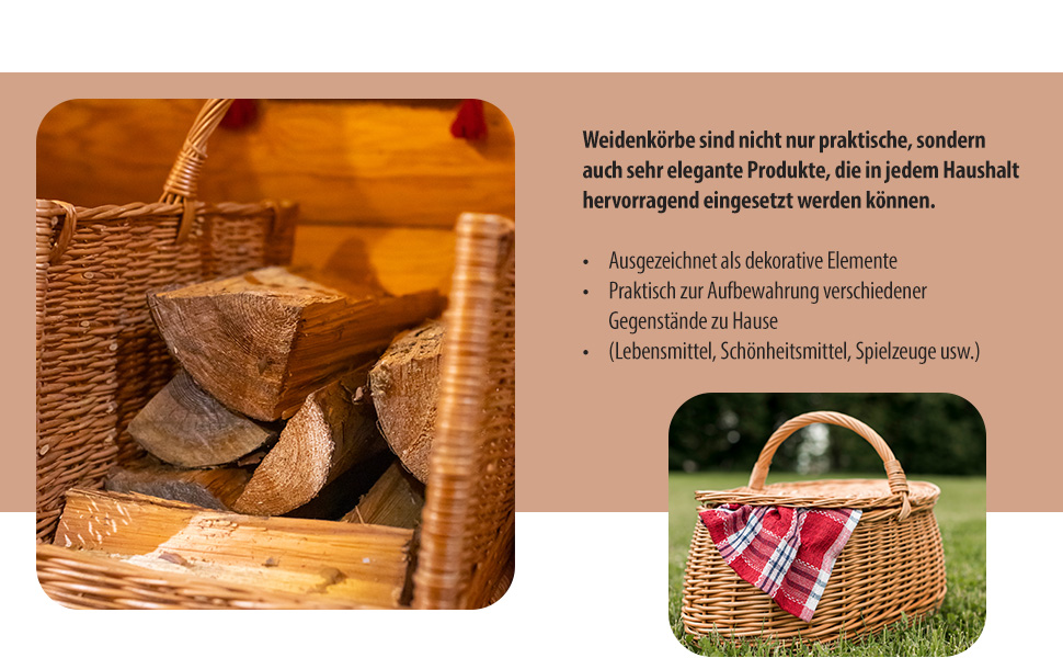 Плетене ліжко для собак та котів Wiklinowy Świat - ліжко з ротангу для домашніх тварин, 66x47x15 см, з коричневим подушкою в крапку