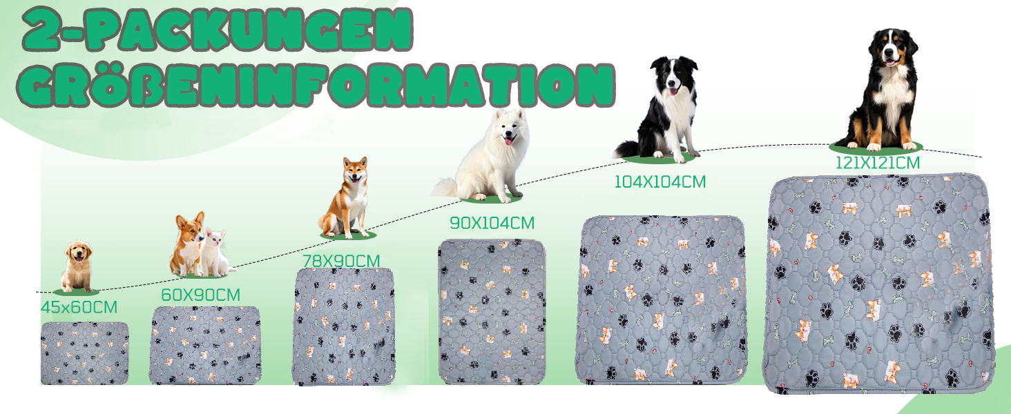 Підкладки для тварин, 2 шт. Зносостійкі килимки для цуценят та собак, швидко поглинаючі пелюшки для собак, котів, морських свинок -- 60x90 см