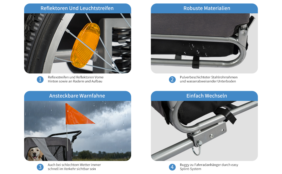Причіп для собак 2-в-1 Hundefahrradanhänger Jogger до 40 кг - легкий, з посиленим дном та прапорцем безпеки