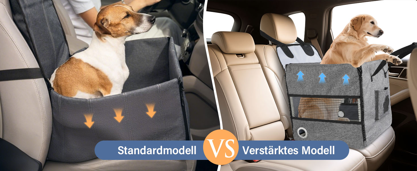 Автокрісло для собак 44x40x40 см – міцне автокрісло з ременем безпеки та сіткою – складний собачий кошик для заднього сидіння авто для маленьких та середніх собак, водонепроникне та зручне