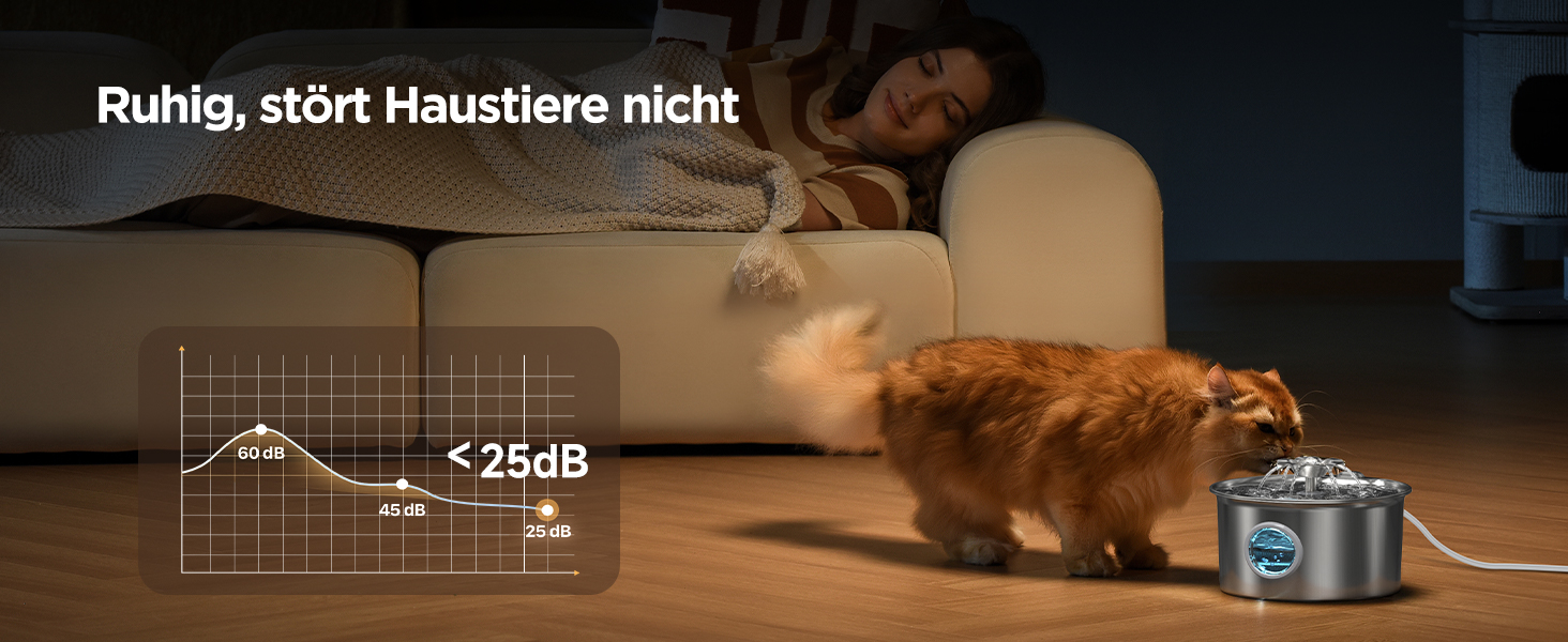 Турнік для котів з нержавіючої сталі Katzenbrunnen: фонтанчик для води, 2.6л, дисплей рівня води, дизайн водоспаду, підходить для собак та котів