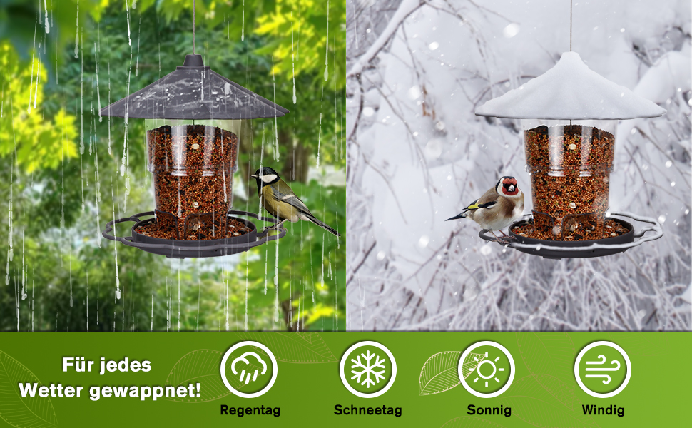 Кормушка для птахів на підвіску, 820мл, сіра. Складана годівниця для птахів, вологостійка, з пластику, для балкона та саду