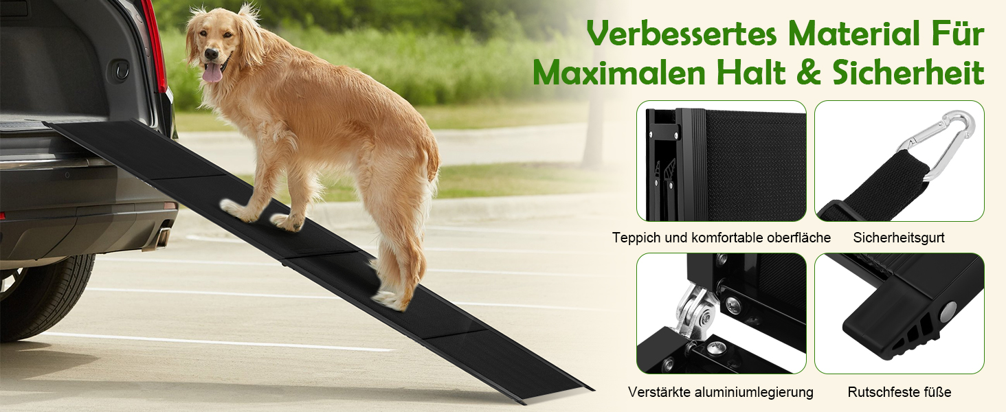 Рампа для собак Hunderampe - до 110 кг, складана, з антиковзким покриттям, для авто, вантажівок та SUV, переносна для собак середніх, великих та літніх