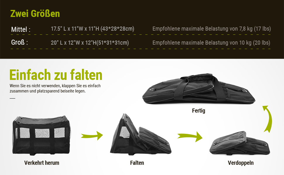 Транспортна переноска для собак та котів HITSLAM (M, Зелений) - розкладний бокс, для подорожей, авіалінії