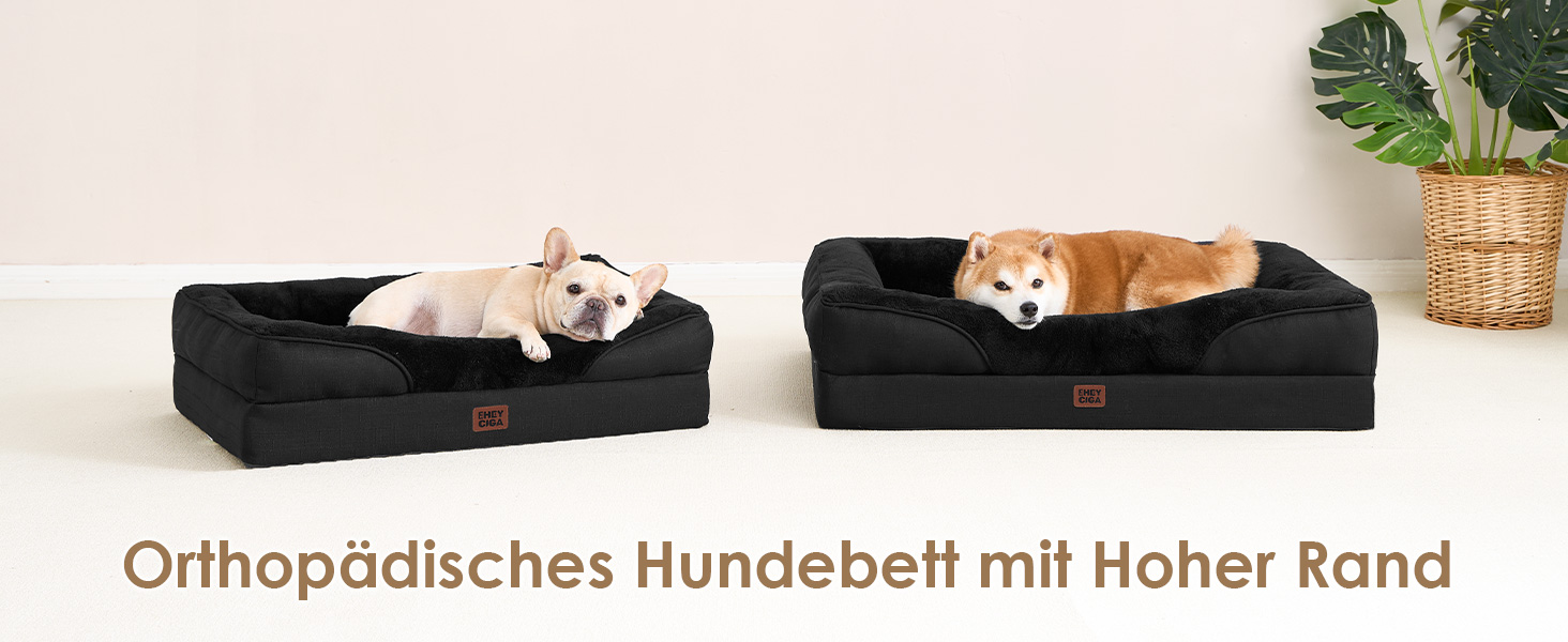 Ортопедичне ліжко для собак великих порід EHEYCIGA, 106.5x76x18.5 см, з піною з пам'яті, миється, водонепроникне, чорне
