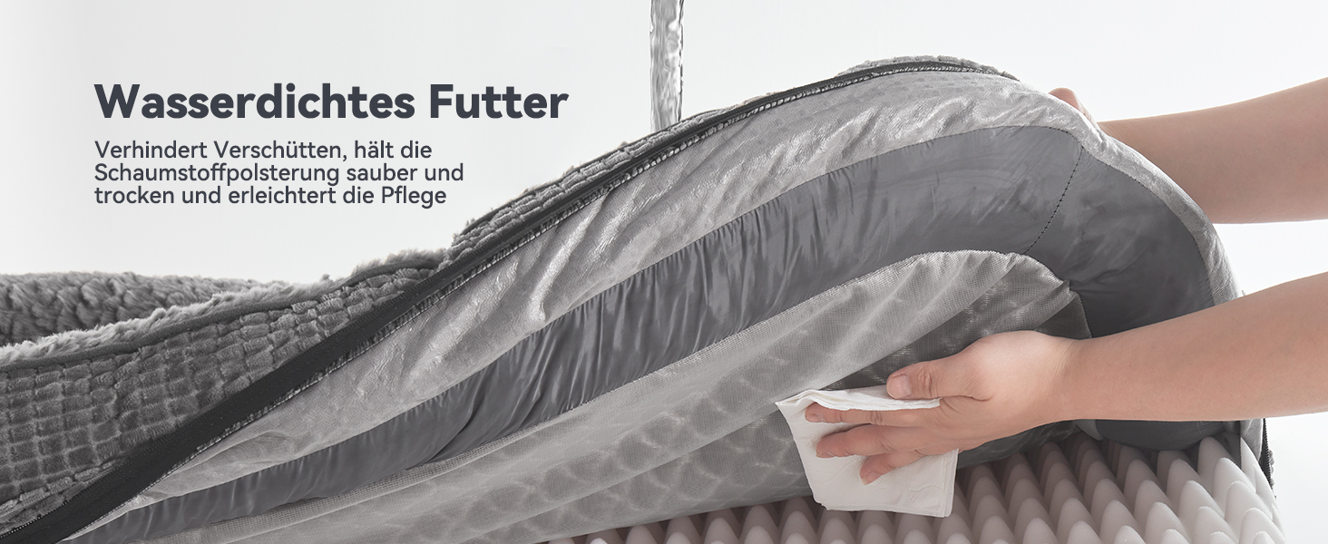 Ортопедичне ліжко для собак великих та середніх порід, XL, з м'якою подушкою для шиї, Memory Foam, вологостійке, неслизьке, знімний кошик, сірий, 107 x 81 x 19 см