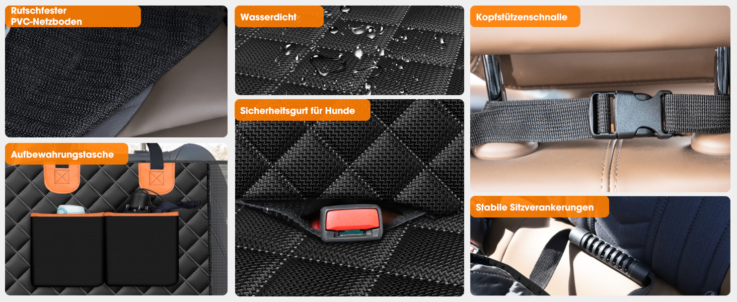 Захист для автосидіння для собак JOEJOY, 135 x 144 см, чорний. Водонепроникний, стійкий до подряпин, з боковим захистом та віконцем. Підходить для авто, мінівена, SUV.