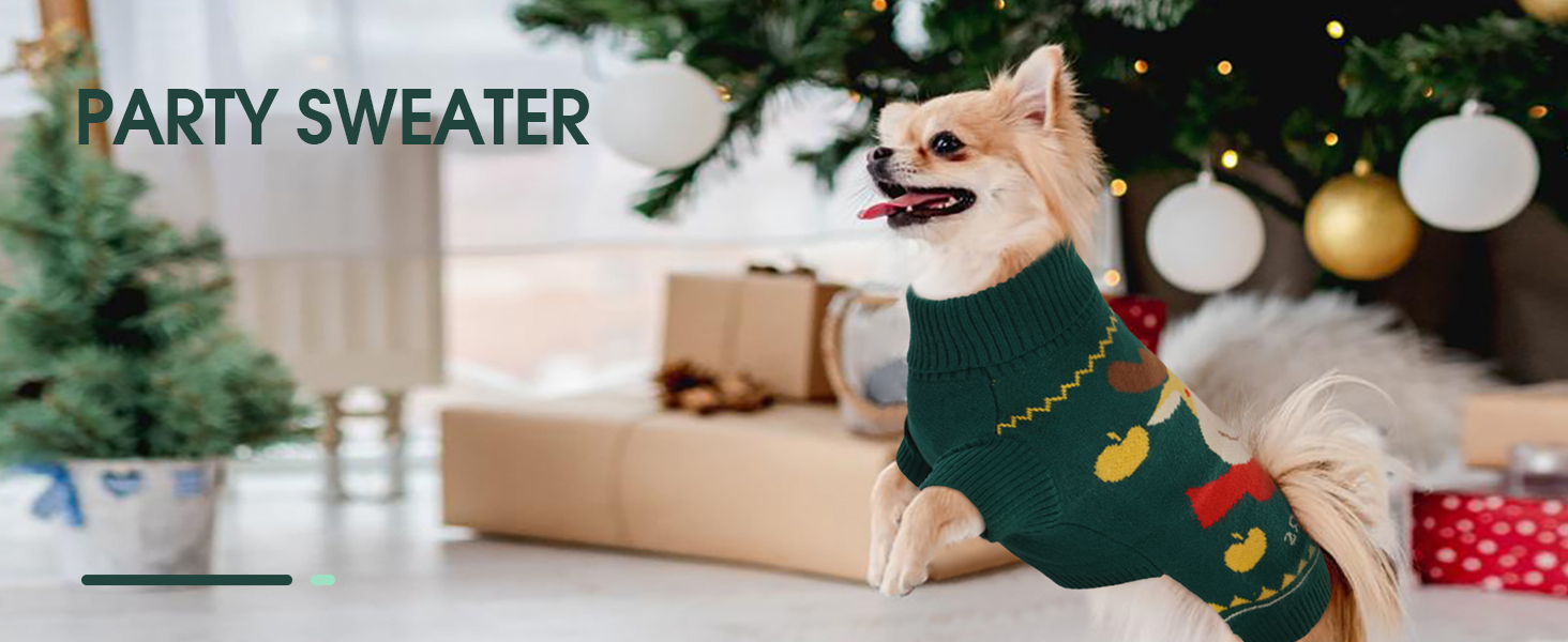 Пуловер для собак Kuoser на Новий Рік, теплий в'язаний пуловер для цуценят, м'який зимовий одяг для собак, святковий пуловер з оленем для маленьких та середніх собак, зелений L, зелений