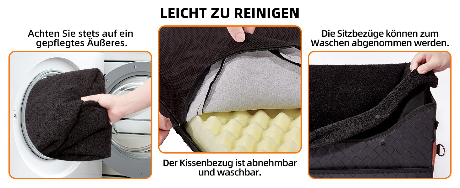 Автомобільний лежак для собак (чорний, великий) з кишенями та поворотком, підходить для собак малого та середнього розміру