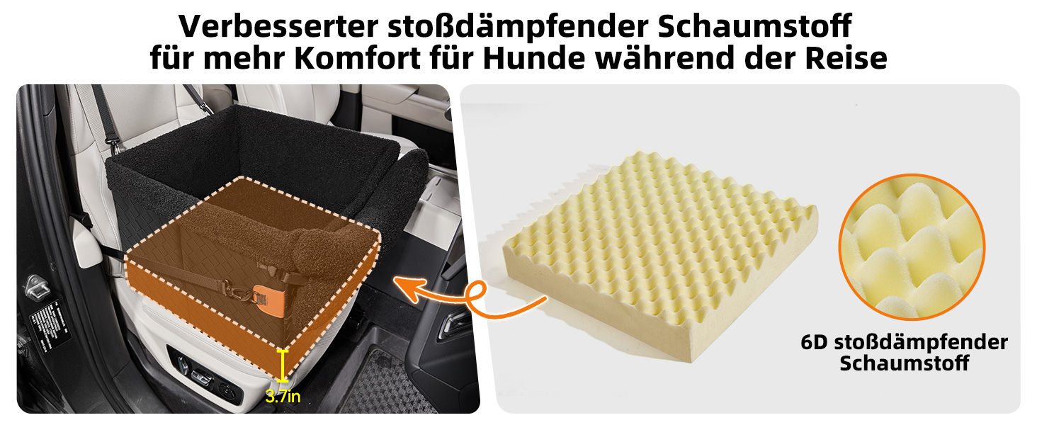 Автомобільний лежак для собак (чорний, великий) з кишенями та поворотком, підходить для собак малого та середнього розміру