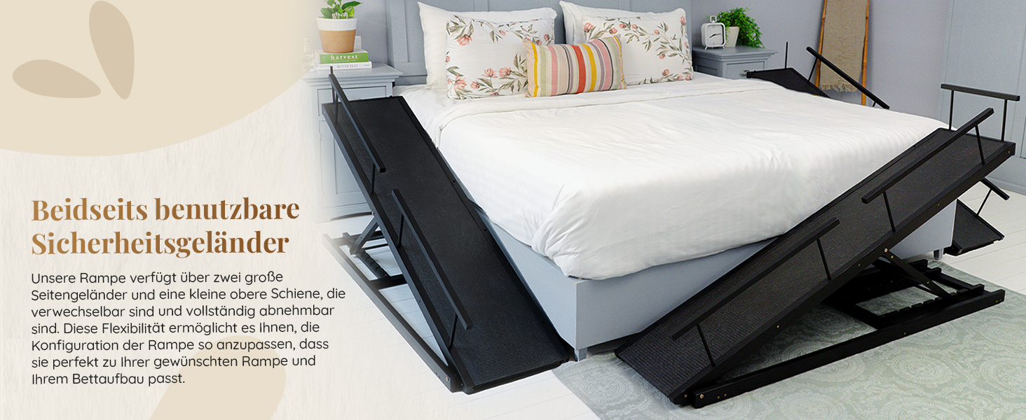 Сходинки для собак PRIORPET з берези з поручнями - регульована висота до 94.5 см - складаються - антиковзні ручки - для малих собак до 23 кг - коричневі (чорні)