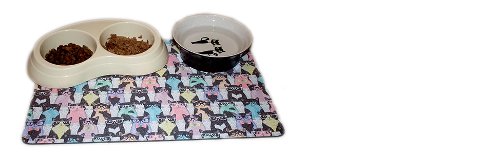 Нековзаюча килимок під миску для кота/собаки Dead Set Studio, водонепроникний, з принтом кота #2
