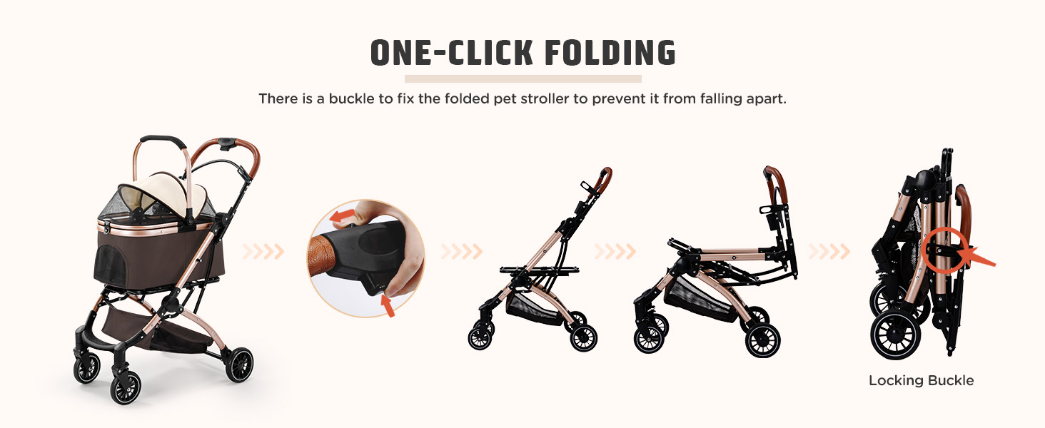 Візок для котів та собак Gimars 20кг, 4-в-1, складання, поворот 360°, гумові колеса, гальмо, захист від дощу, регульована ручка, хакі