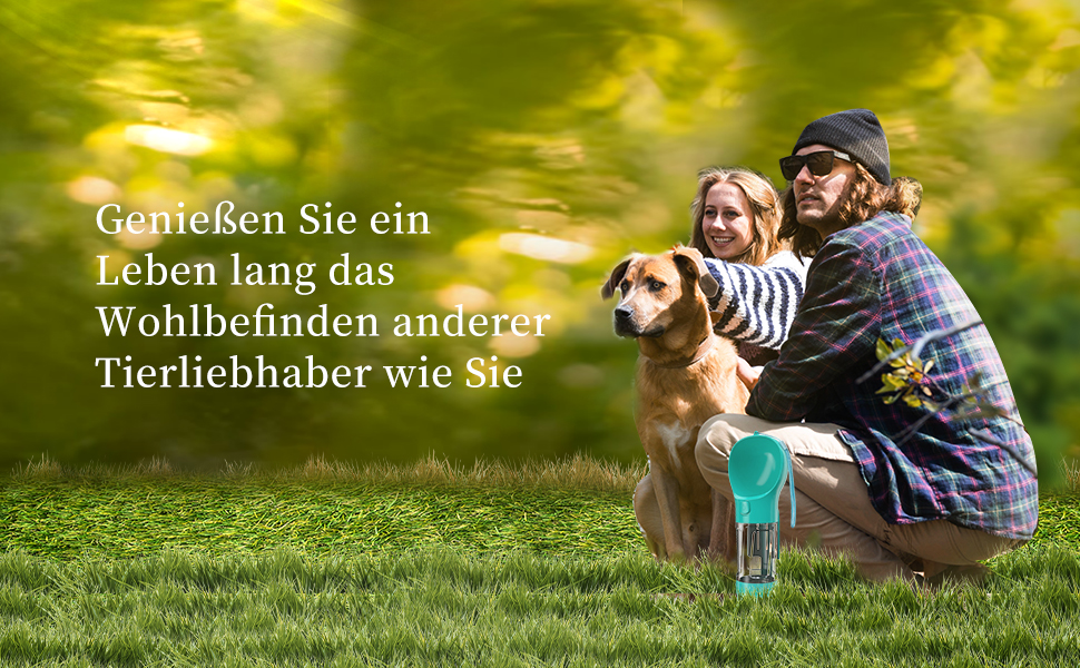 Водяна пляшка для собак Fantasybear 3-в-1 з контейнером для їжі, 300 мл, блакитна. Без BPA. Підходить для великих та маленьких собак та котів. Для прогулянок, подорожей та активного відпочинку.