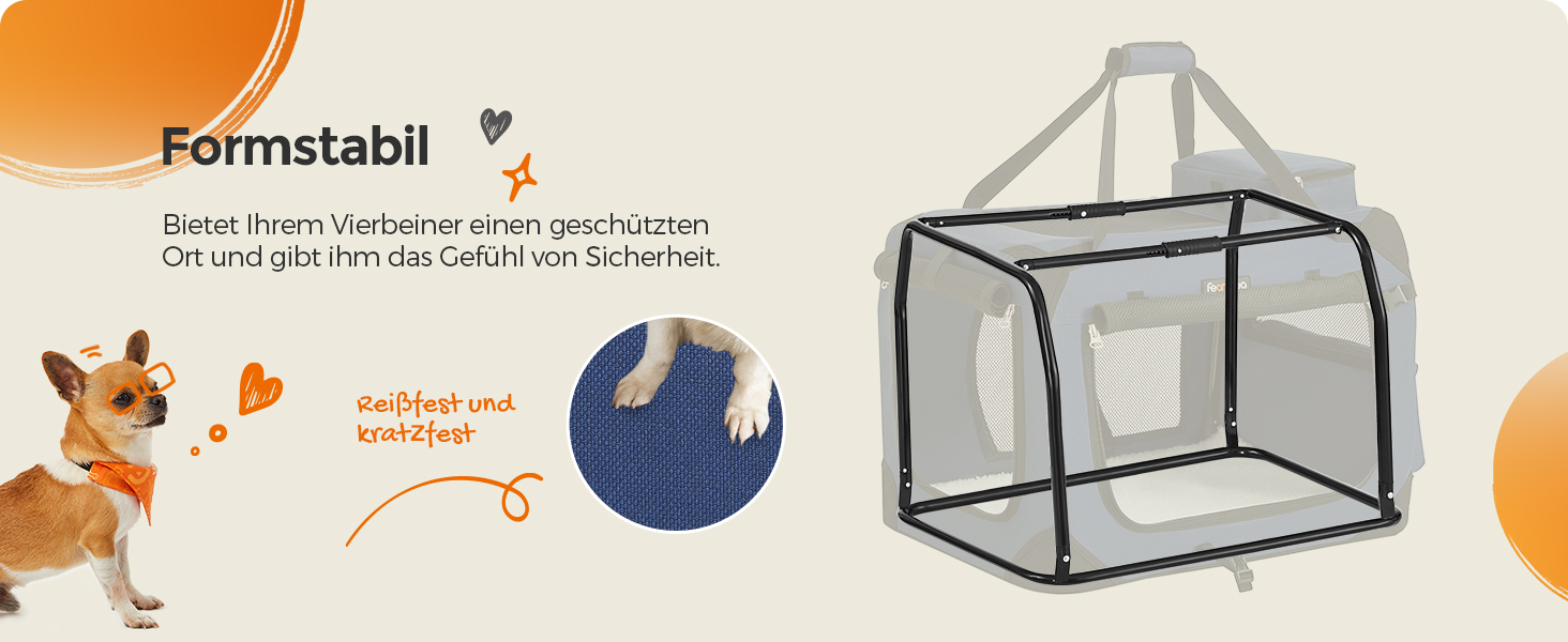 Клітка для собак Feandrea, переноска для собак XL, 81 x 58 x 58 см, з металевим каркасом та ручками, дихаюча, з кишенями