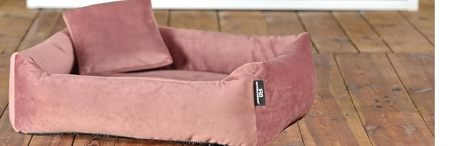 М'яке та миється собаче ліжко - диванчик для маленьких собак Rohrschneider, Рожевий, з набором пакетів для збору відходів, Рожевий