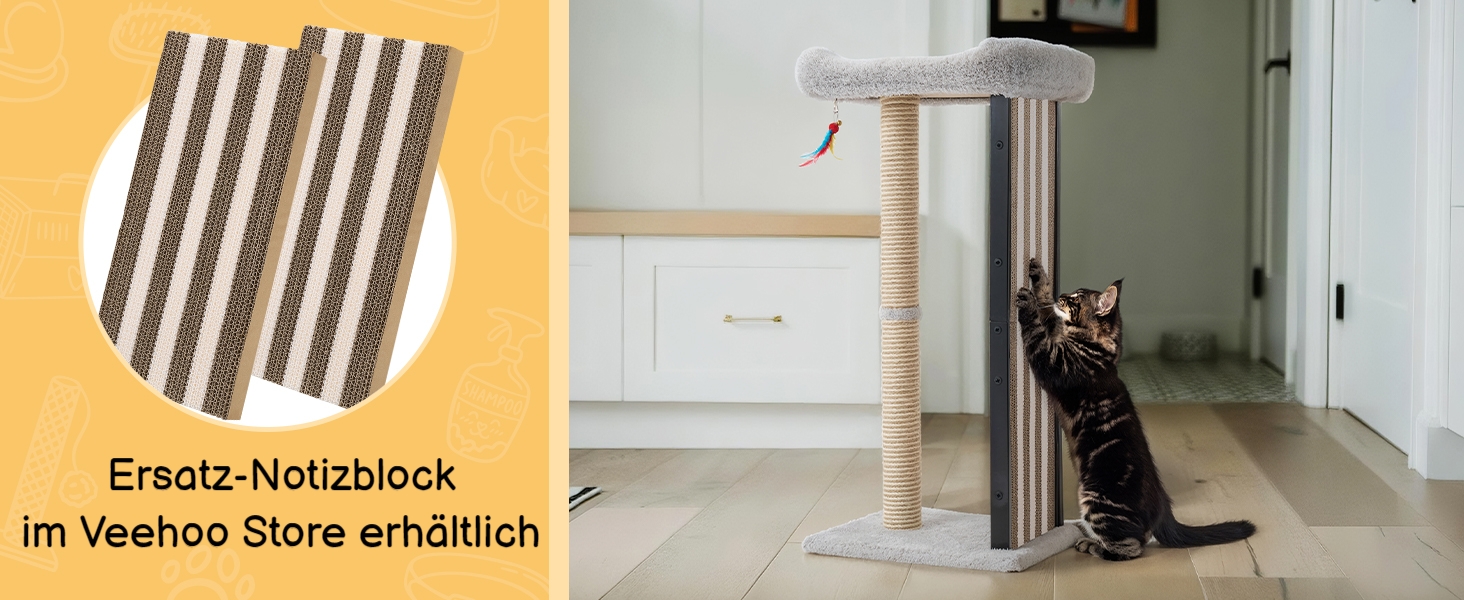 Дряпалка для котів Veehoo, 90 см, сіра. Стабільна дряпка з платформою та іграшками. Підходить для кошенят та дорослих котів. Розміри: 46 x 37 x 90 см