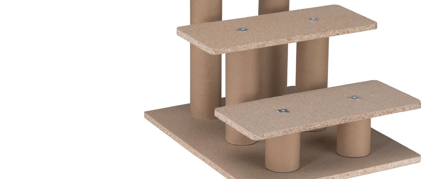 Сходинка для собак та котів Juskys - 3 сходинки, плюшевий знімний чохол, для ліжка, дивану, авто (Бежевий)