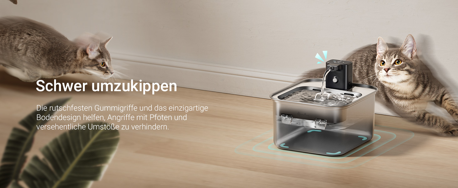 Ка fountain для котів DownyPaws: нержавіюча сталь, бездротовий, з датчиком руху, 3л, тихий, легкий у чищенні
