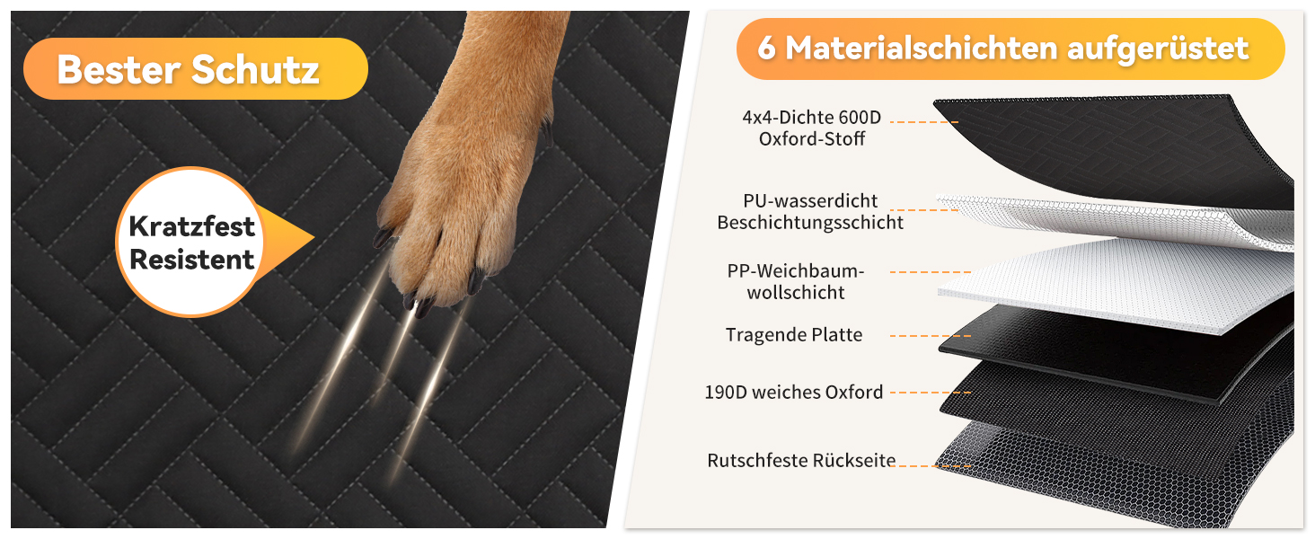 Захисний килимок на заднє сидіння автомобіля для собак, водовідштовхуючий, антикіготок, з жорстким каркасом, для авто, SUV, вантажівки