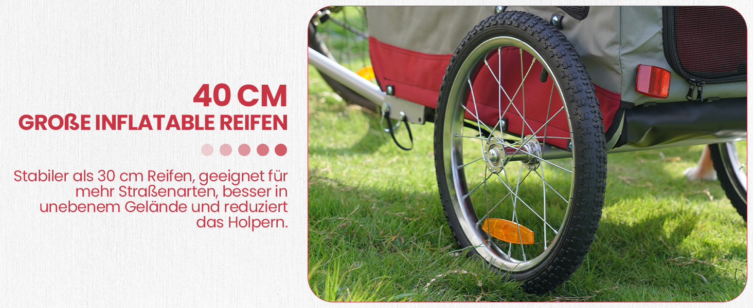 Причіп для собак до 30 кг, складний, з відбивачами, сумкою, м'яким внутрішнім простором та страхувальними ременями, червоний