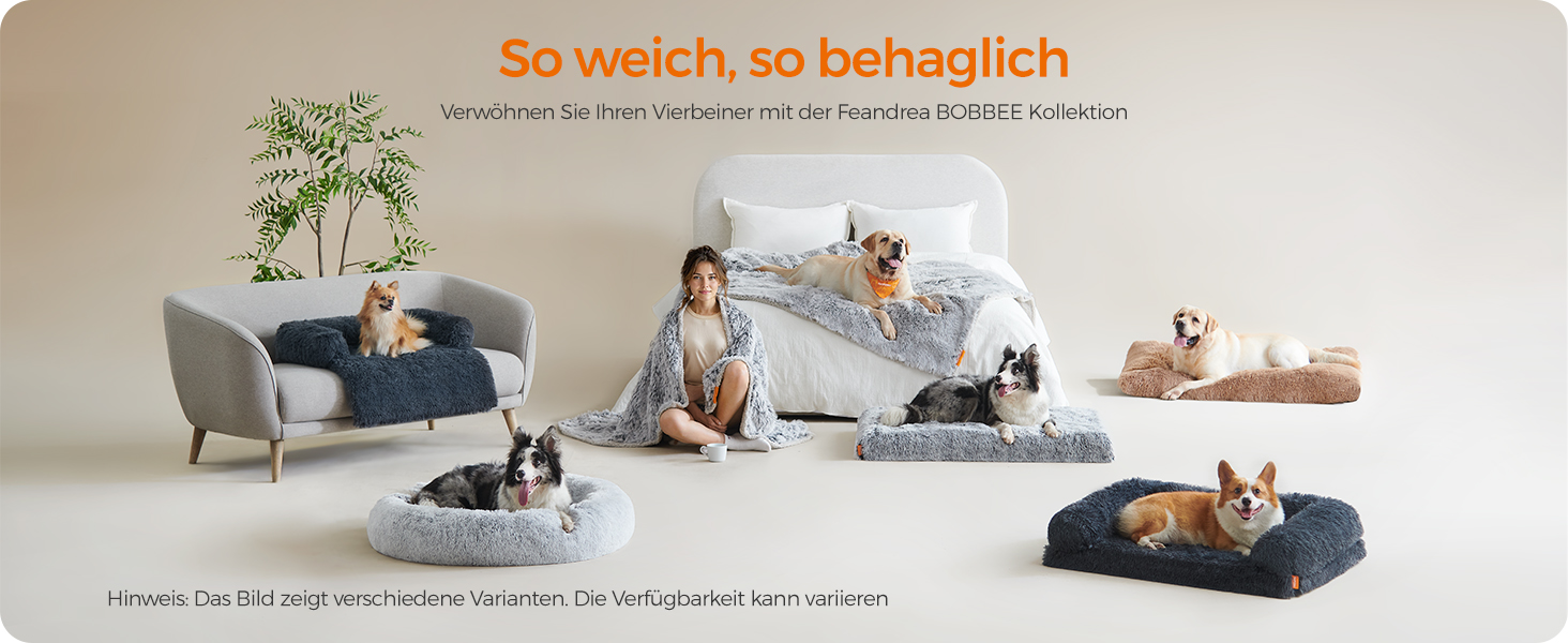 Кругле ліжко для собак та котів Feandrea Ombré Grey, 100 см, знімний м'який наповнювач, довгий плюш, 100 x 100 x 20 см