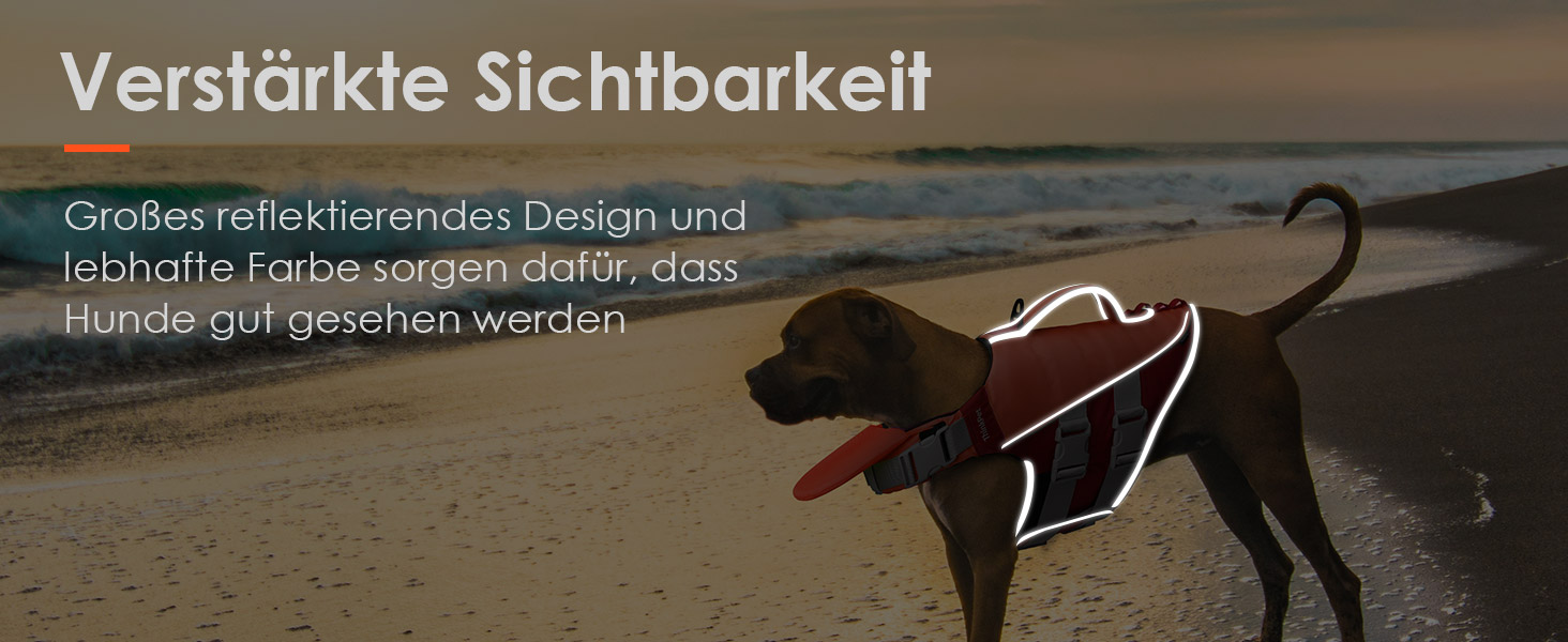 ThinkPet Жилет рятувальний для собак, світловідбиваючий, з регулюванням, поплавці (Оранжевий, Червоний, Розмір S)