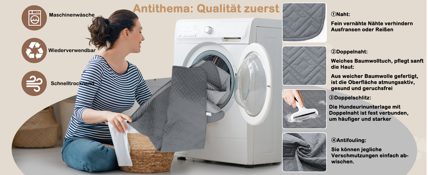 Водонепроникний килимок для собак Gyuro, двосторонній, міцний, для дивану та ліжка, прання допустиме, 208*208 см (Темно-сірий + Світло-сірий)