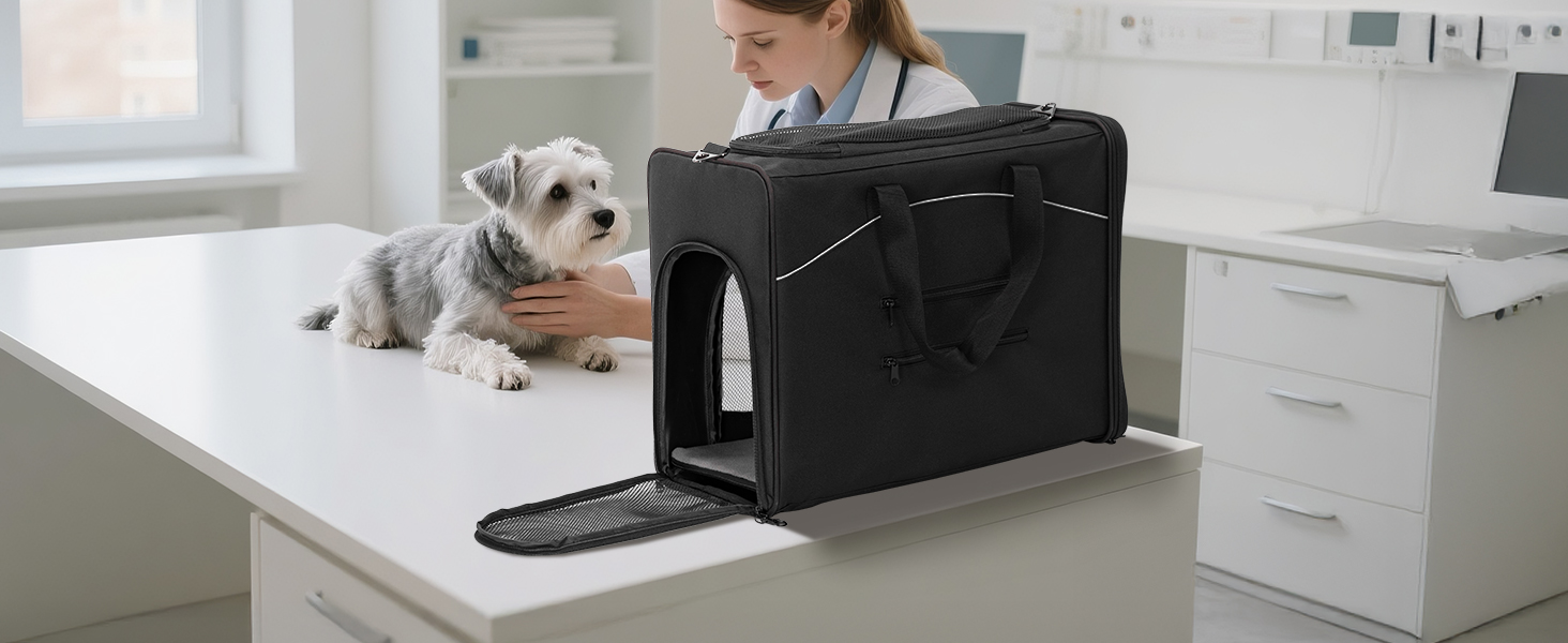 Транспортна сумка для собак та котів Petsfit 55x40x23, авіаперельоти, авто, поїзд | Чорний колір