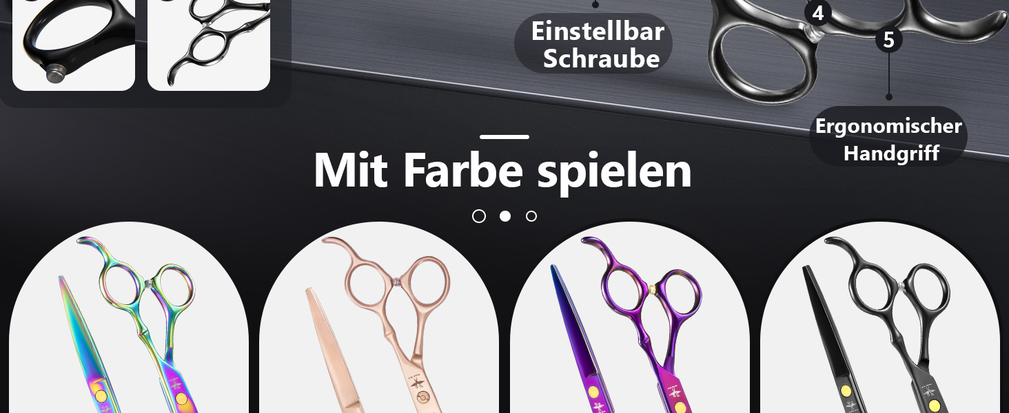 Набір професійних перукарських ножиць PURPLEBIRD (10 шт.) з нержавіючої сталі: перукарські та фінішні ножиці для барберів, перукарів та початківців