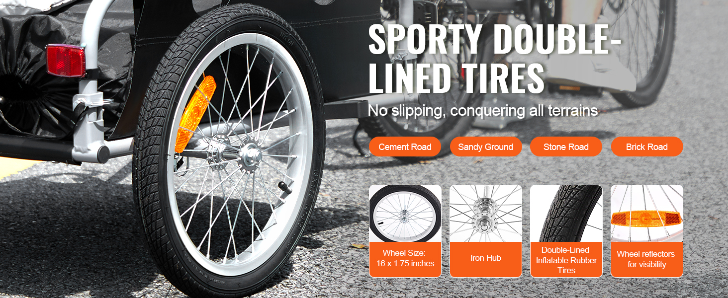 VEVOR Причіп для велосипеда, вантажопідйомність 88/100/72,6 кг, складаний, компактний, з універсальною муфтою, алюмінієвий каркас