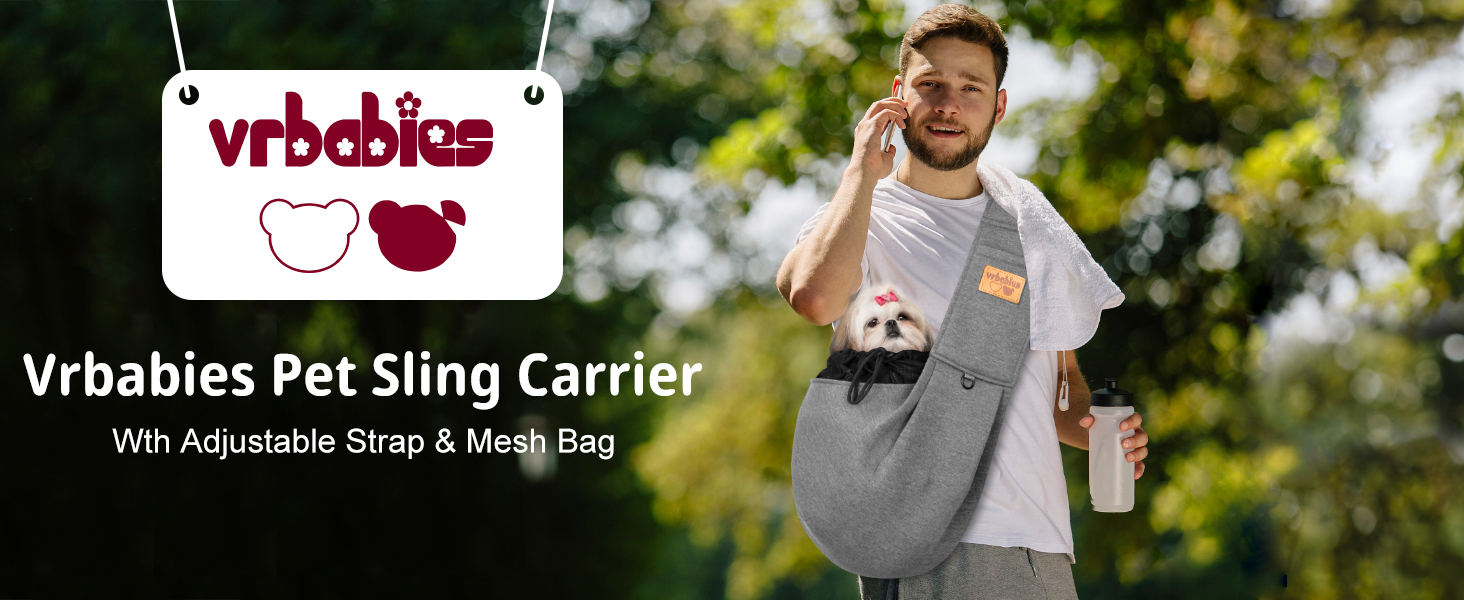 Сумка-переноска для собак Vrbabies, для маленьких собак та інших домашніх тварин до 5 кг, регульована, сітка, липучка, пряжки