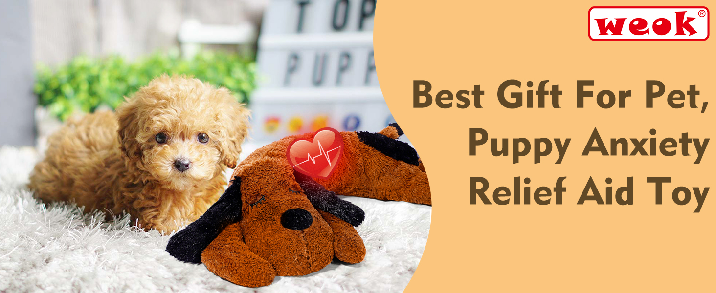 Іграшка-серце для собак WEOK - зручне м'яке ліжко, для зняття тривоги, заспокоююча допомога, допомога у сні, для середніх собак (Темно-коричневий)