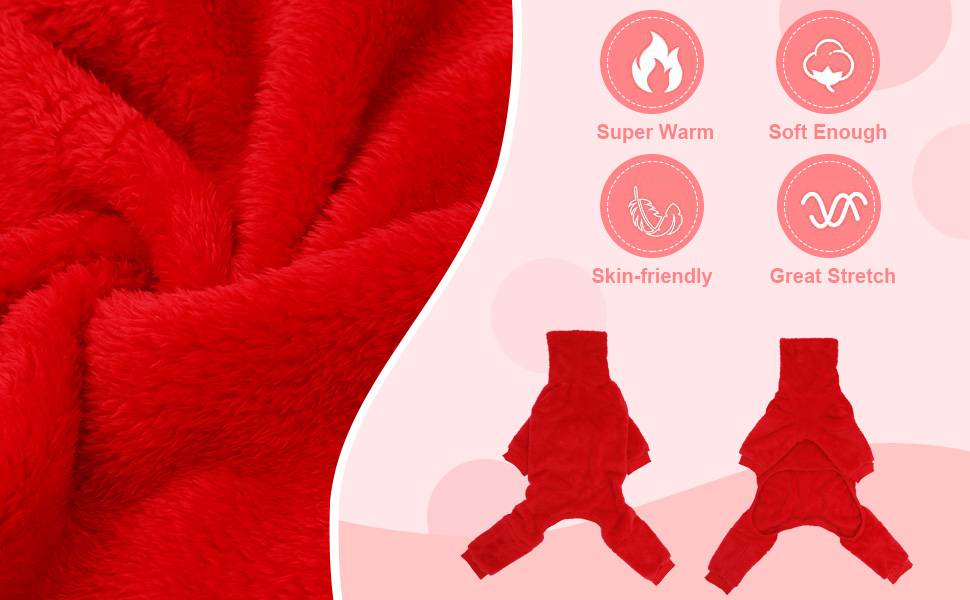 Теплий флісовий халат для грейхаундів, одяг для віппетів з ніжками, вітронепроникний собачий комбінезон з коміром-стійкою, флісовий собачий піжамний костюм, супер теплий зимовий пуловер для віппетів, Лурчерів, Салускі, червоний XXL