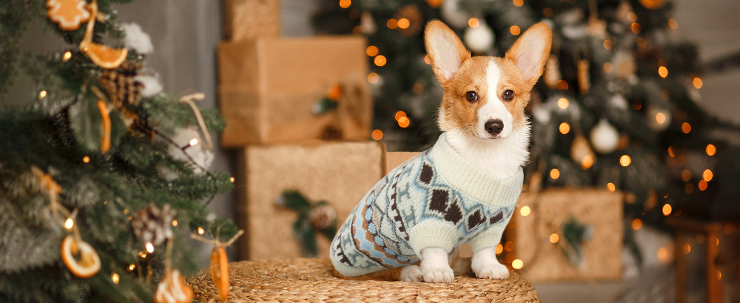 Теплий пуловер для собак - Boho стиль, різдвяний, з отвором для повідка, для чихуахуа, йоркширського тер'єра, джек-рассела, XS, колір кава