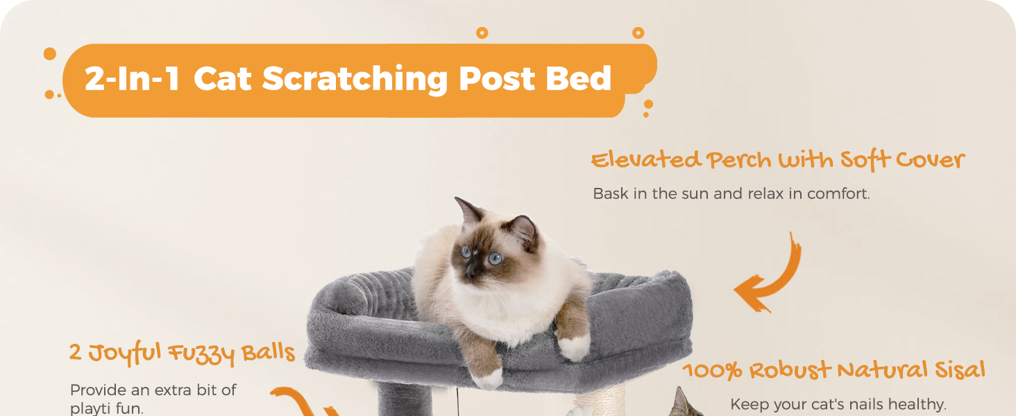 Дряпальня для котів PETEPELA з лежаком, сіра, 49 см