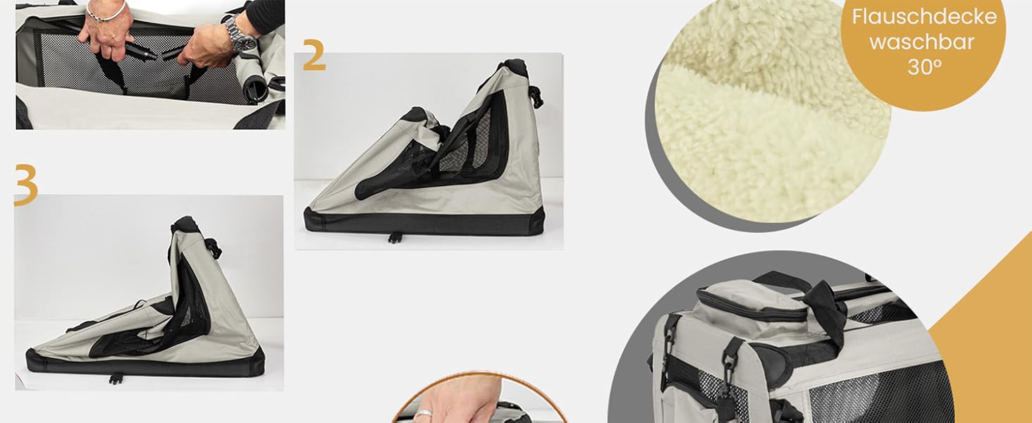 Складана переносна сумка-бокс для собак та котів Petigi (кремовий, M, 60x42x45 см)