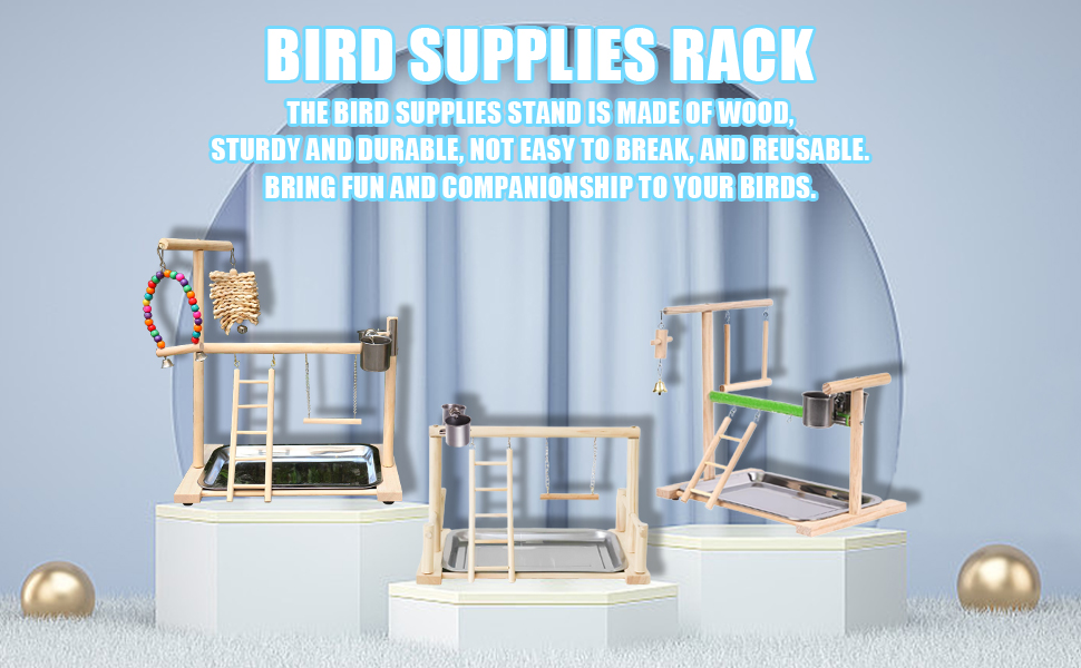 Ігровий комплекс Vogel Spielplatz для хвилястих попугаїв, з нержавіючою чашкою-годівницею, драбиною та підсідалом