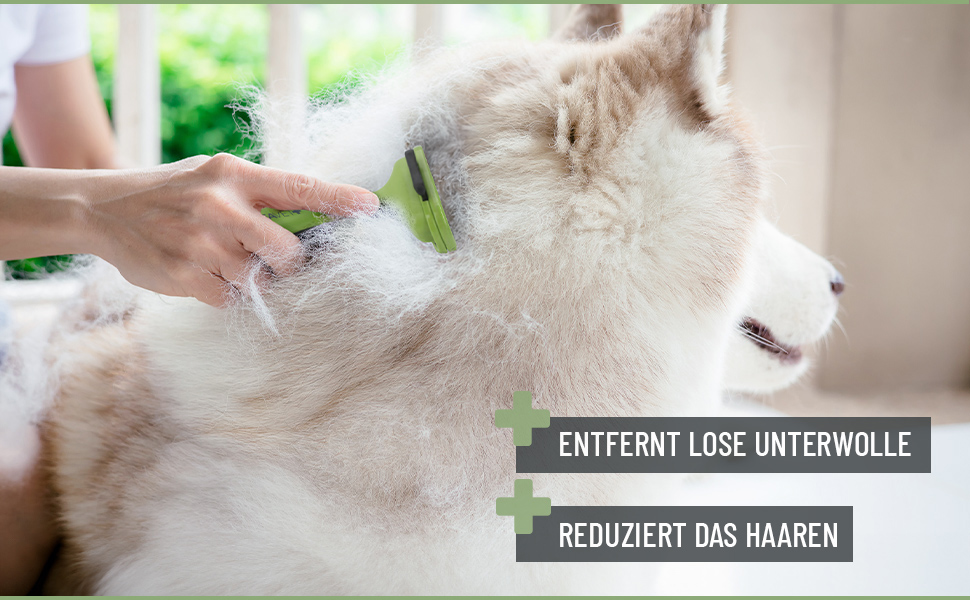 Гребінець для підшерстка ReaVET для собак та котів з короткою шерстю, середніх порід | Видаляє підшерсток, доглядає за верхнім шаром | з кнопкою самоочищення | ідеальний для сезонного линяння