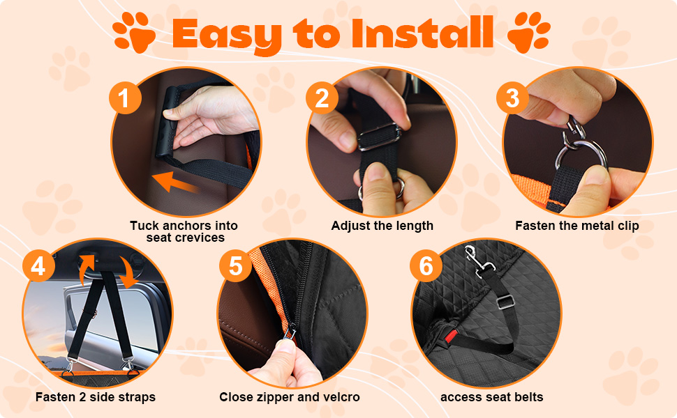 Килимок для собак у машину Neccis з знімною жорсткою основою, 136 x 61 см. Максимальне навантаження 150 кг, водонепроникний та стійкий до подряпин. Підходить для 95% легкових автомобілів, позашляховиків та вантажівок. Чорний+Помаранчевий.