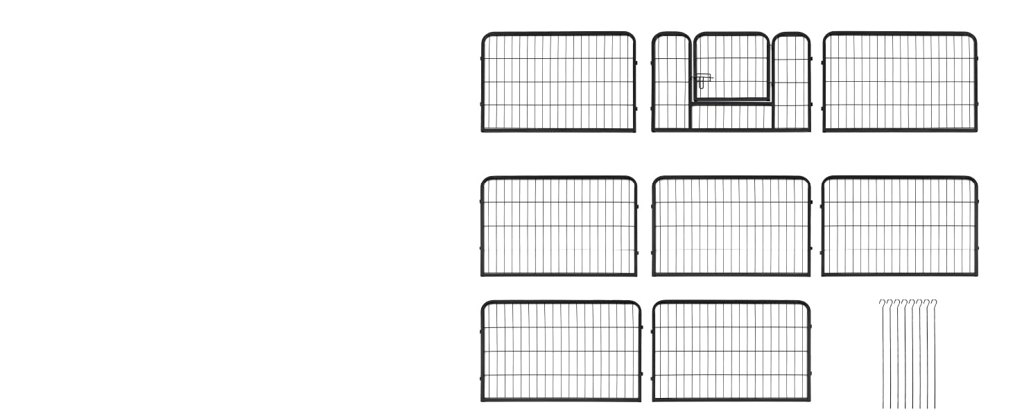 Металевий вольєр для цуценят Juskys - 8-секційний вольєр для собак, кроликів та дрібних тварин (160x160x60 см) з дверцятами