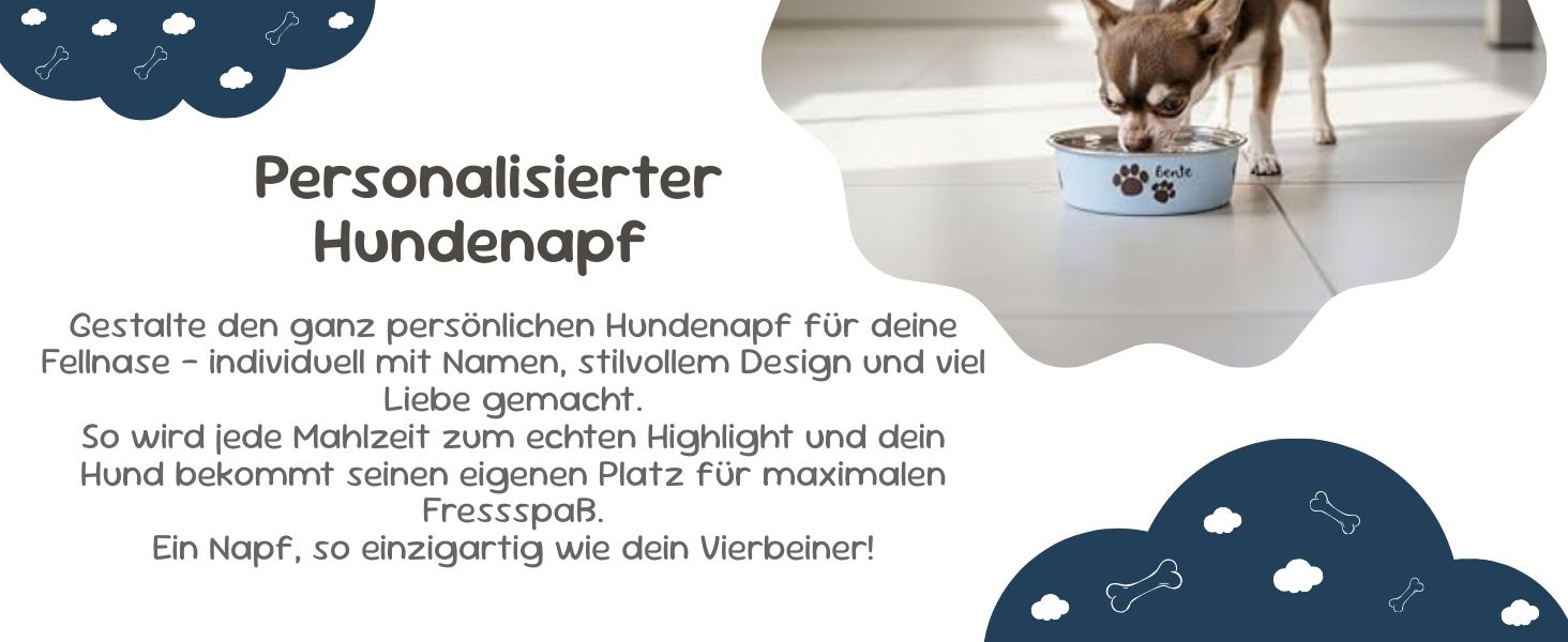 Миска для собак з нержавіючої сталі Petslino Hellblau XL, 2200 мл, з гравіюванням, антиковзаюча, для великих собак