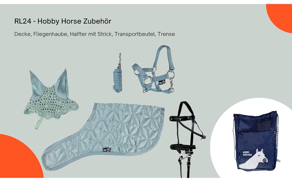 Набір аксесуарів для коня на паличці RL24 Hobby Horse: вуздечка, ковдра, накидка від мух, сумка для транспортування, ковдра (фіалковий)