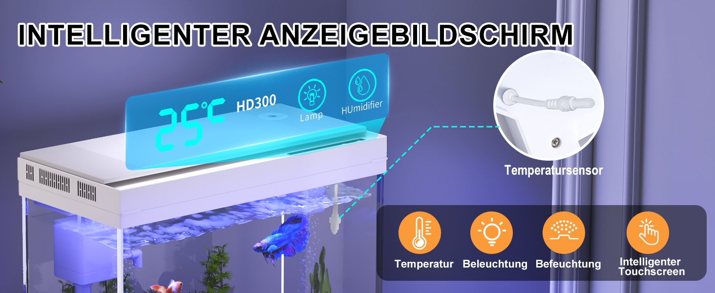 Акваріум Vehipa Nano 9L з підсвіткою, фільтром, обігрівачем та зволожувачем повітря (білий)