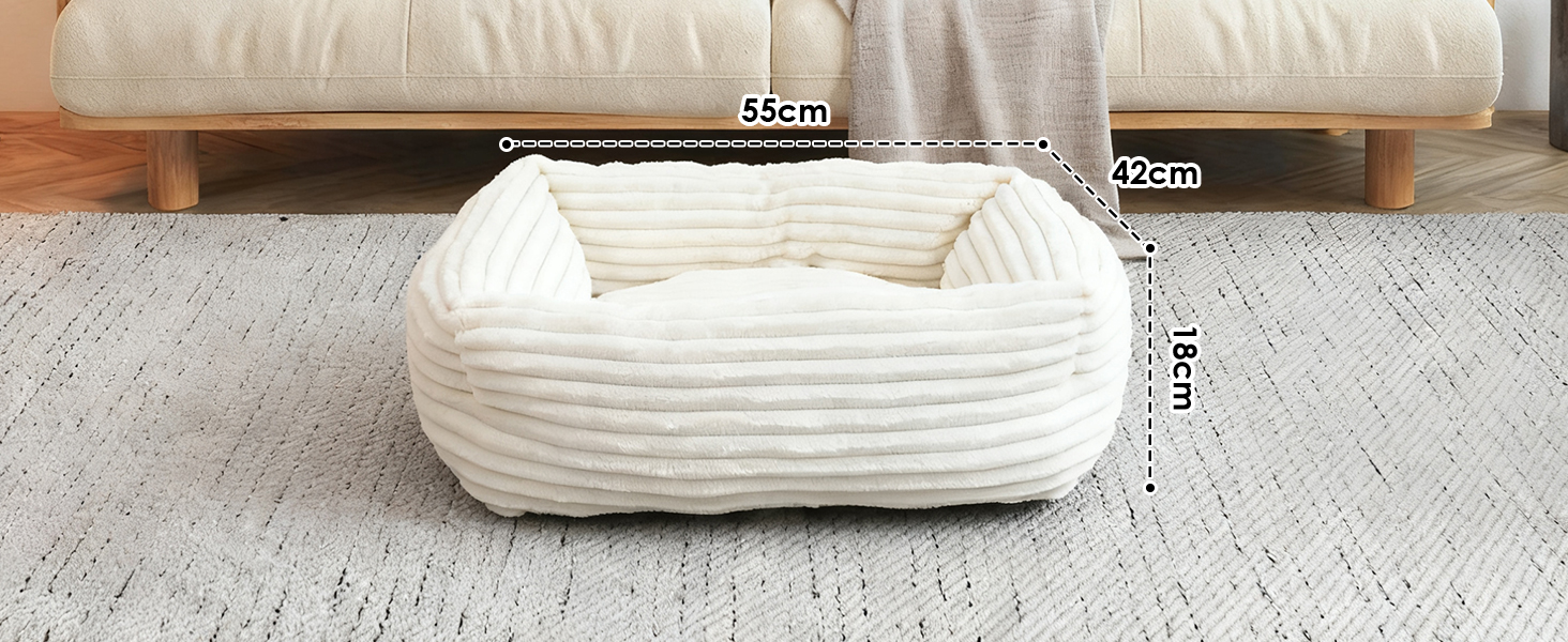 Килимок-ліжко для котів XIAPIA, 55x42x18 см, м'який, теплий, ортопедичний, білий