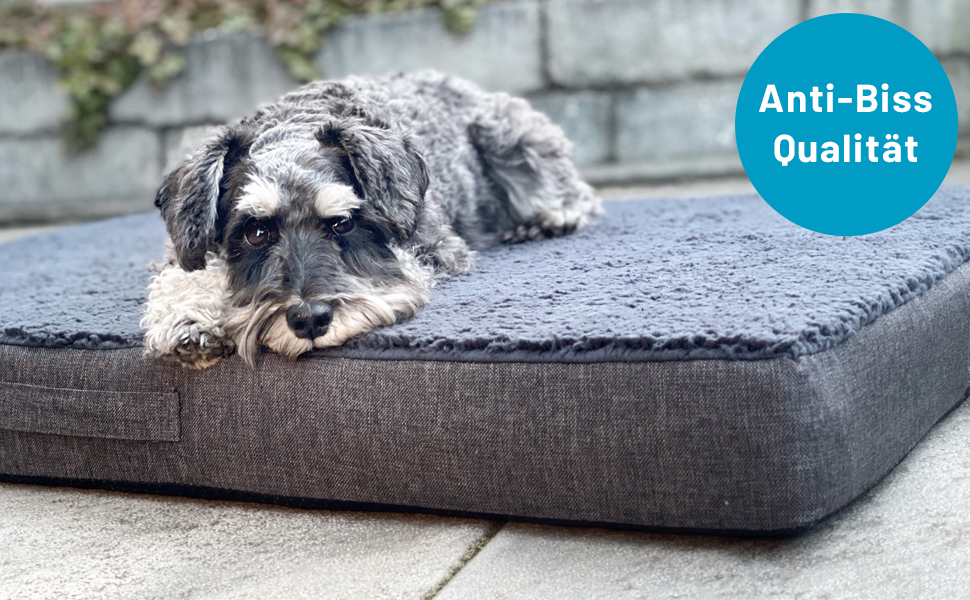 Ортопедичний килимок для собак Bobby, віскоеластична піна, знімний чохол, плюшеве хутро XL: 120x75 см, антрацит