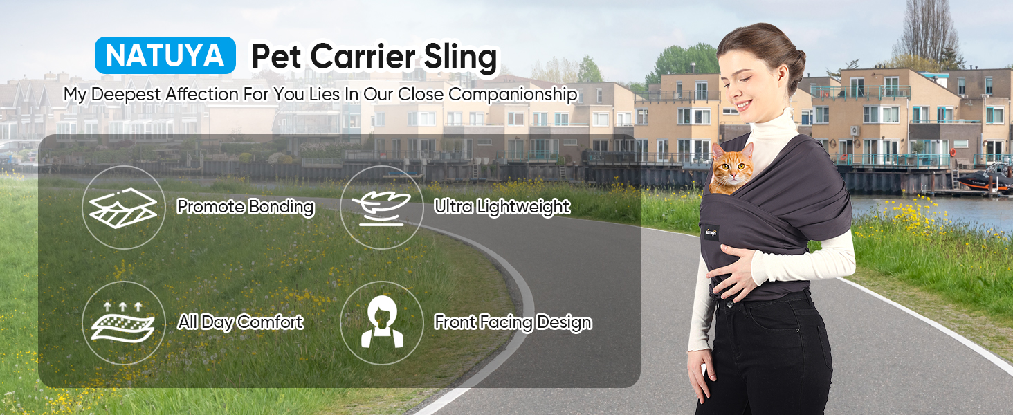NATUYA Сумка-переноска для собак, легка, для цуценят, проти тривоги, регульована, преміум-якість, Sling Warp (Драк Сірий), темно-сірий