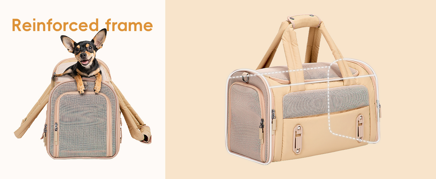 Транспортна переноска для котів та собак 4Pet, Khaki: міцна, з сіткою, для подорожей літаком та автомобілем