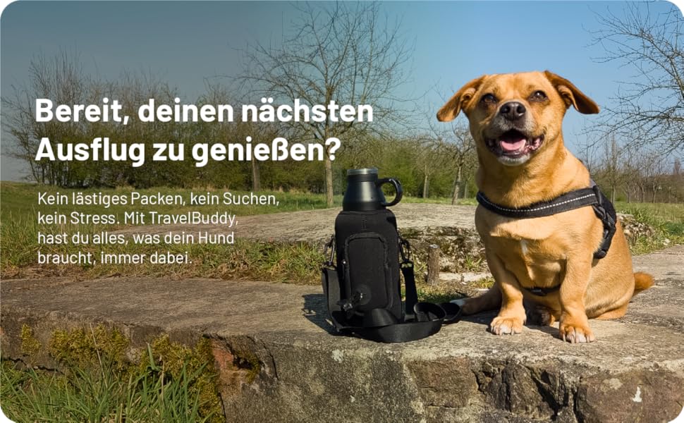 Водяна пляшка для собак TravelBuddy 3-в-1 з мискою та сумкою для перенесення - витоки неможливі, портативна | Поїлка для цуценят та домашніх тварин | Водяні пляшки для собак - подорожі та прогулянки